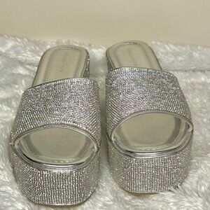 Elegant Silver Slide Sandal by Azalea Wang